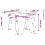 Salongbord Y-ramme 60x60x40,5 cm heltre furu og støpejern