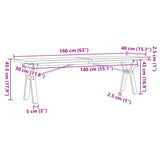 Salongbord Y-ramme 160x40x45,5 cm heltre furu og støpejern