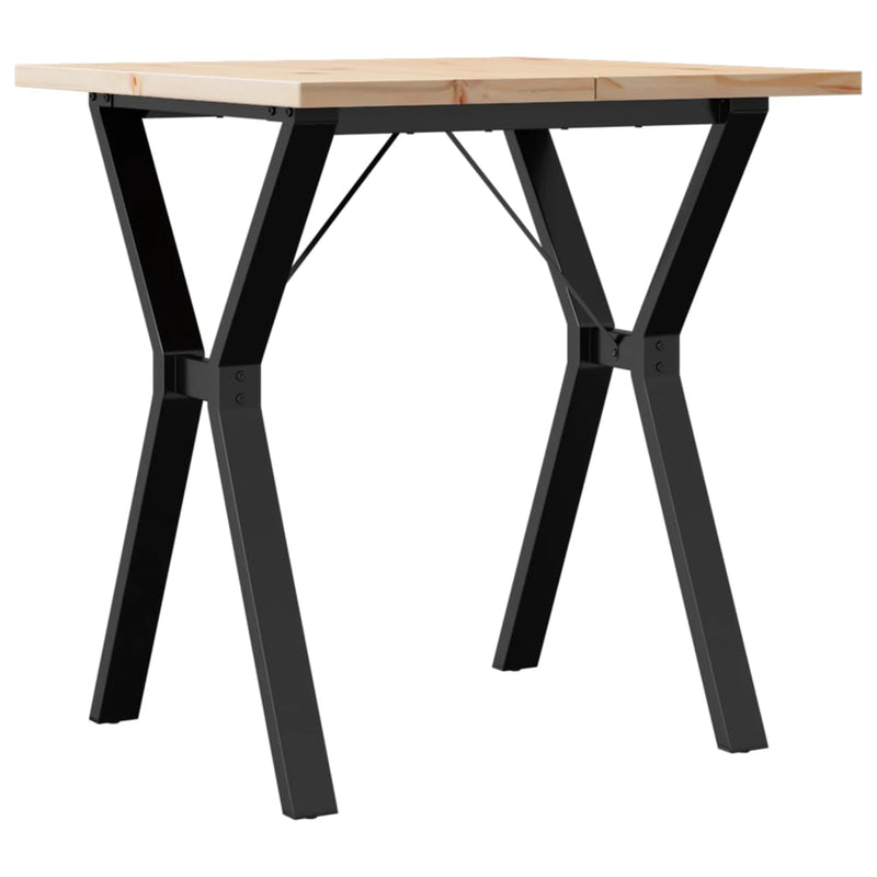 Spisebord Y-ramme 70x70x75,5 cm heltre furu og støpejern