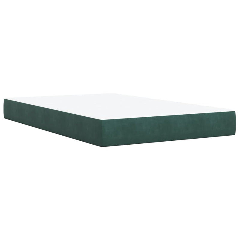 Seng med madrass boksfjær mørkegrønn 120x190 cm fløyel