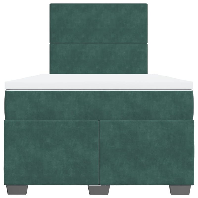 Seng med madrass boksfjær mørkegrønn 120x200 cm fløyel