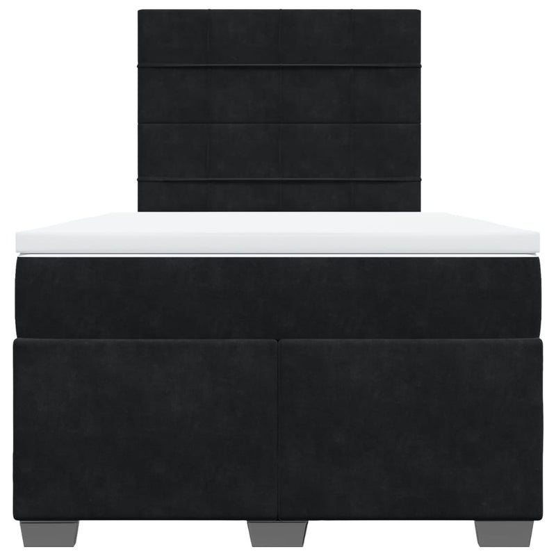 Seng med madrass boksfjær svart 120x200 cm fløyel