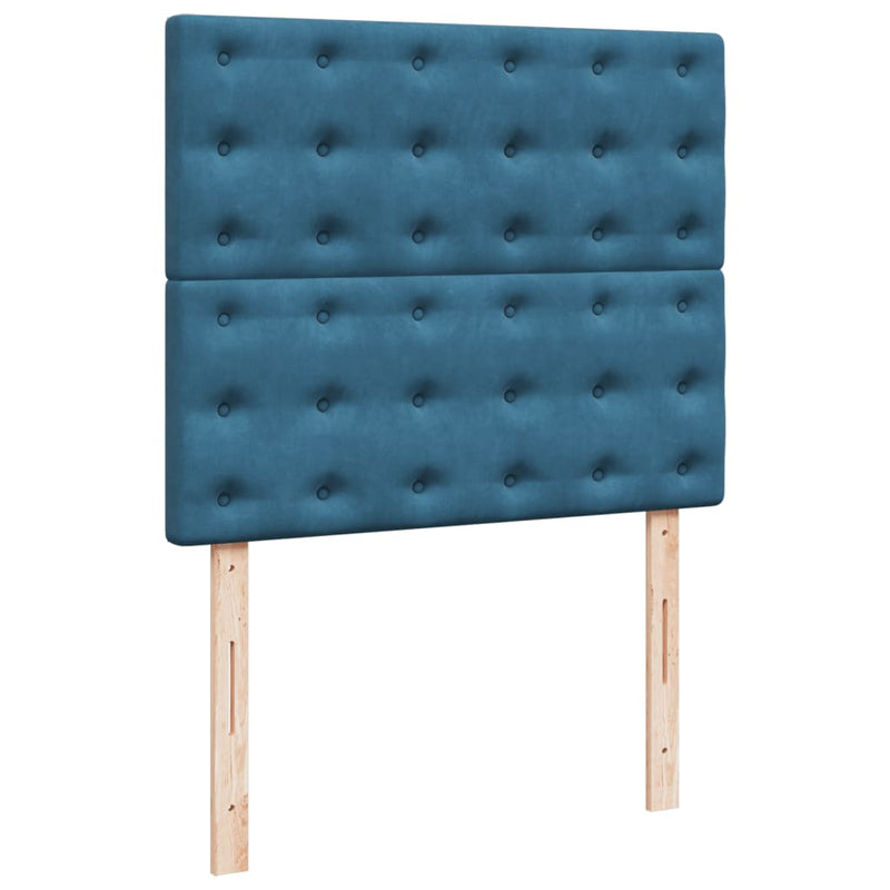 Seng med madrass boksfjær blå 120x200 cm fløyel
