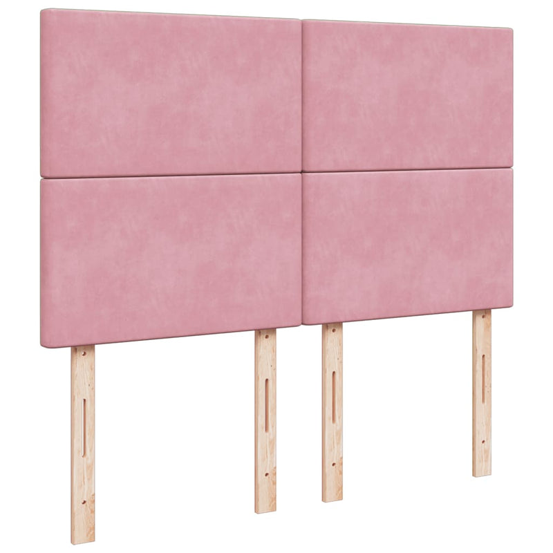 Seng med madrass boksfjær rosa 140x190 cm fløyel