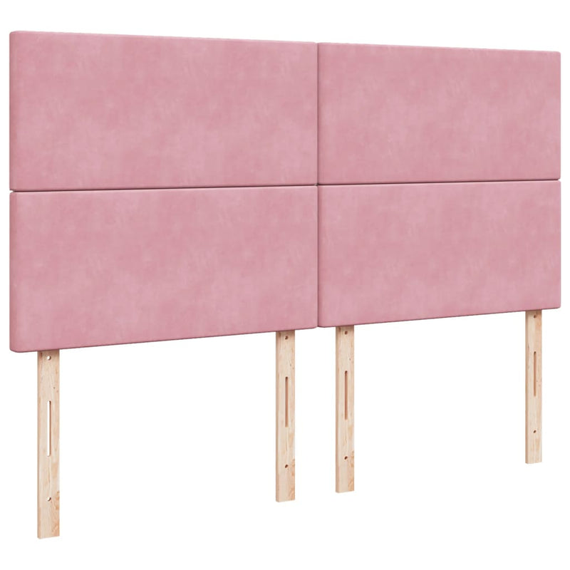 Seng med madrass boksfjær rosa 200x200 cm fløyel