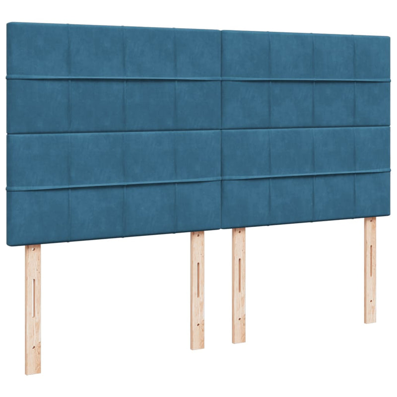 Seng med madrass boksfjær blå 200x200 cm fløyel