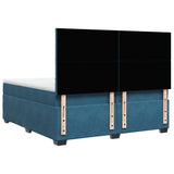 Seng med madrass boksfjær blå 200x200 cm fløyel