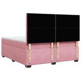Seng med madrass boksfjær rosa 200x200 cm fløyel