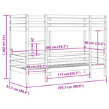 Køyeseng 90x200 cm heltre furu