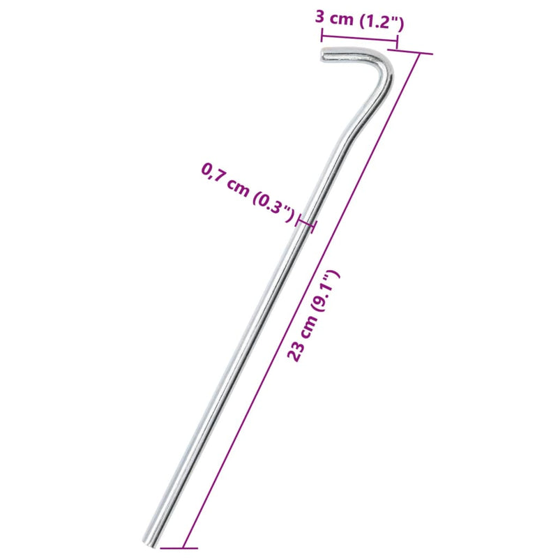 Teltplugger 50 stk 23 cm Ø7 mm galvanisert stål