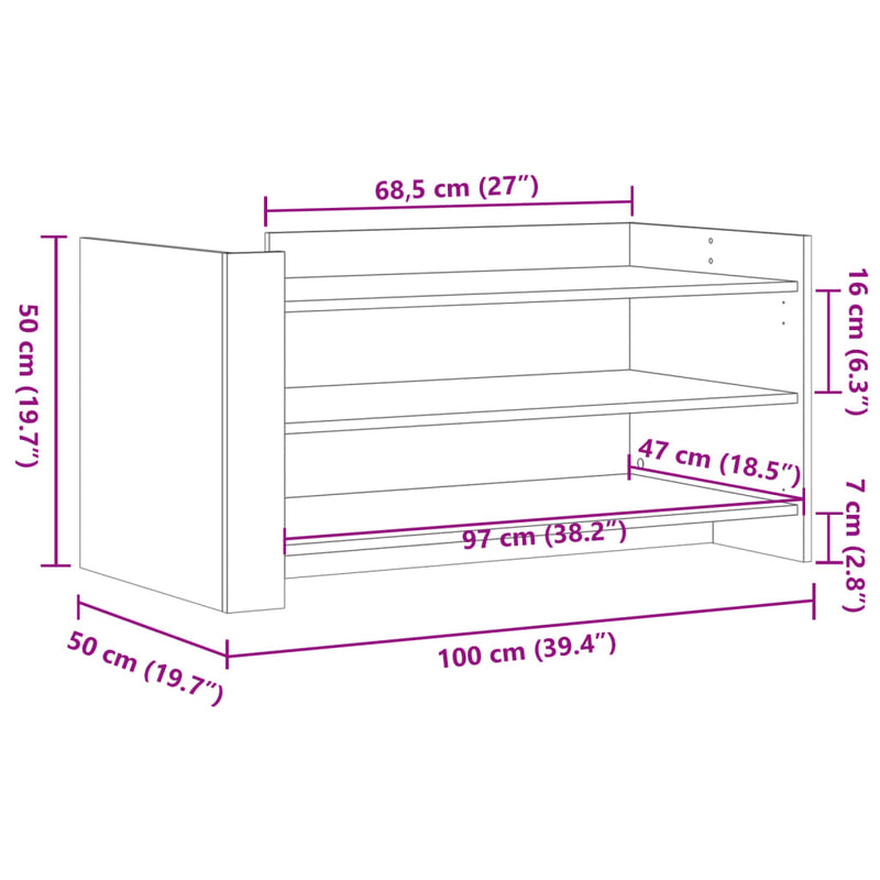 Salongbord røkt eik 100x50x50 cm konstruert tre