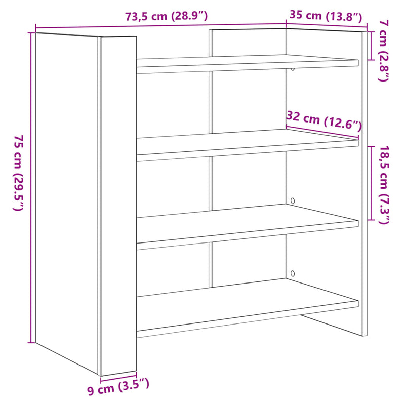 Skjenk svart 73,5x35x75 cm konstruert tre