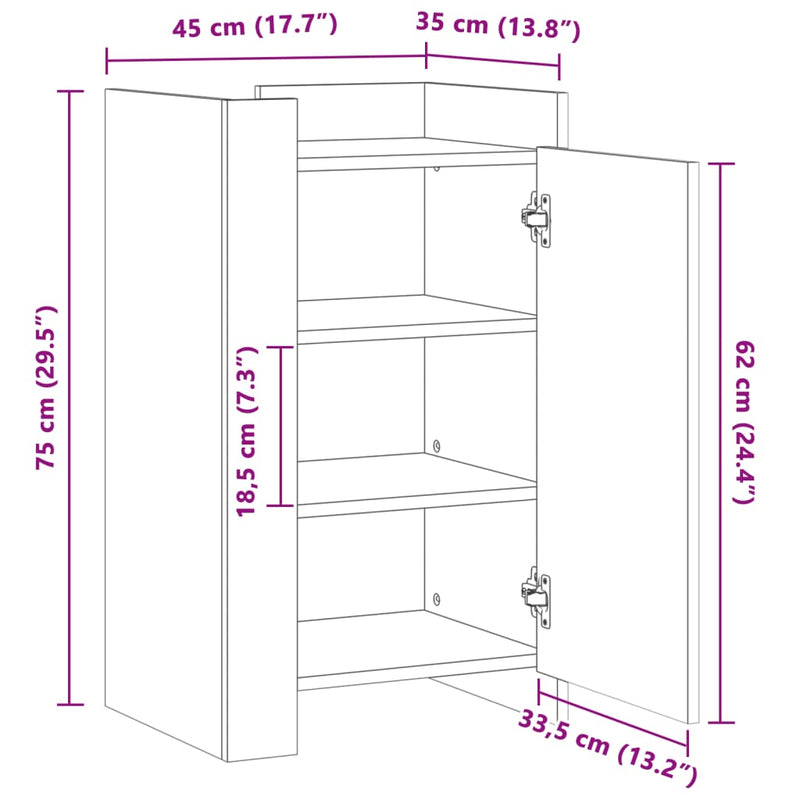 Skjenk brun eik 45x35x75 cm konstruert tre