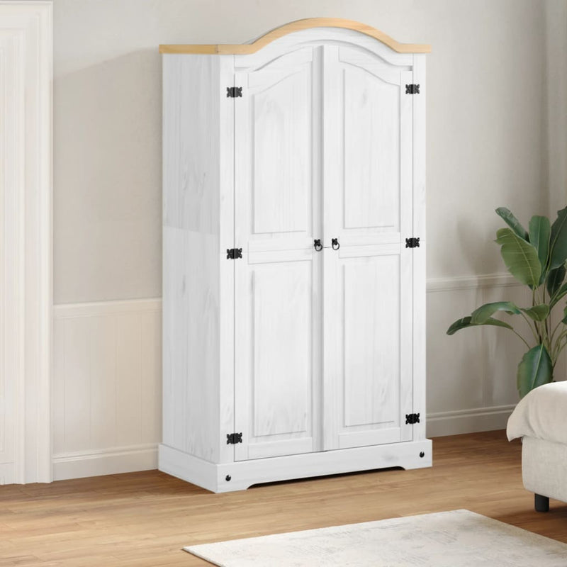 Garderobe Corona hvit 102x52x186 cm heltre furu