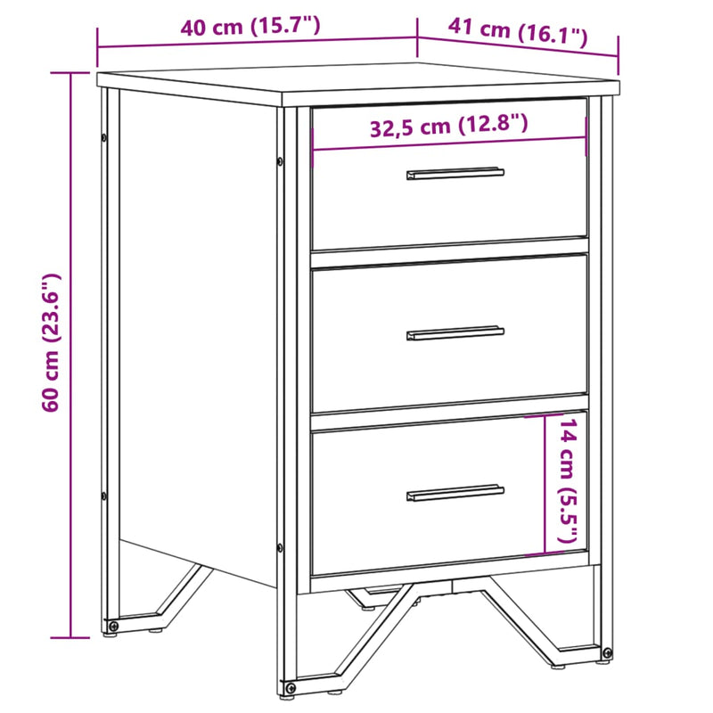 Nattbord sonoma eik 40x41x60 cm konstruert tre