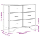 Kommode sonoma eik 91x35,5x74,5 cm konstruert tre