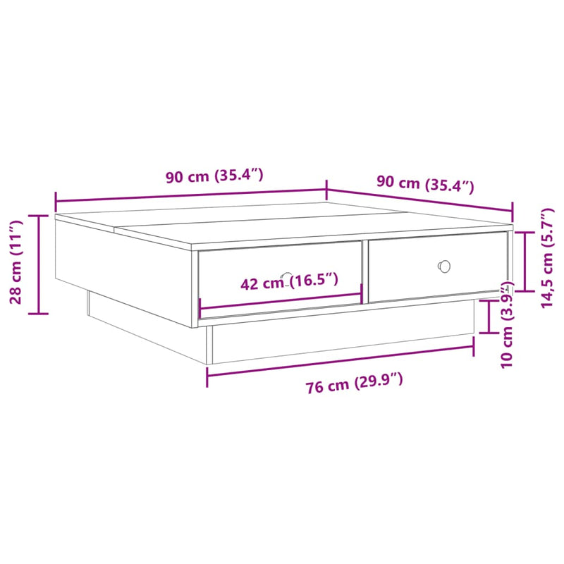 Salongbord svart 90x90x28 cm sponplate