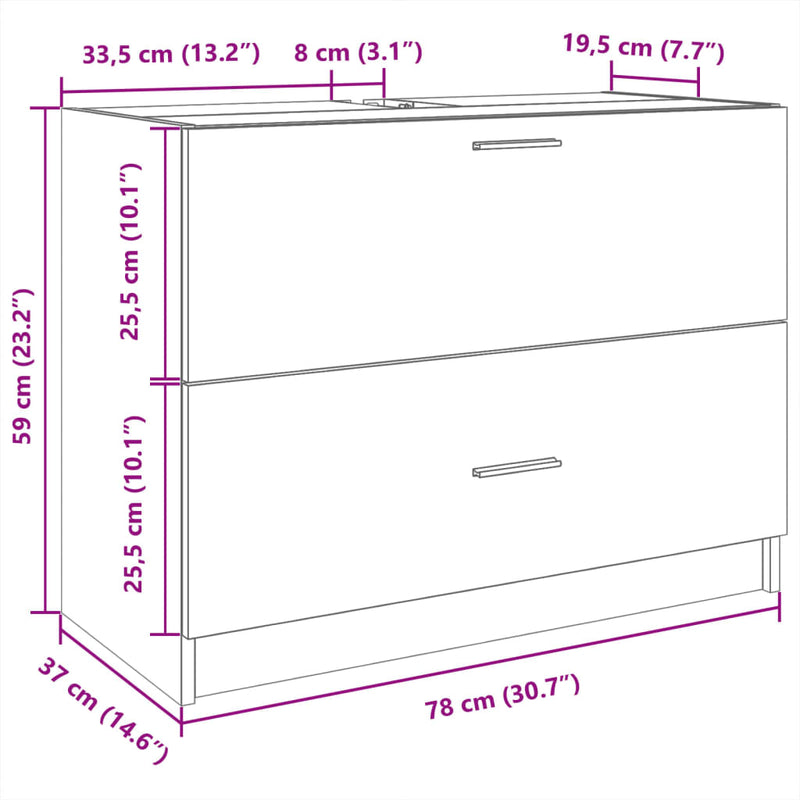 Servantskap sonoma eik 78x37x59 cm konstruert tre