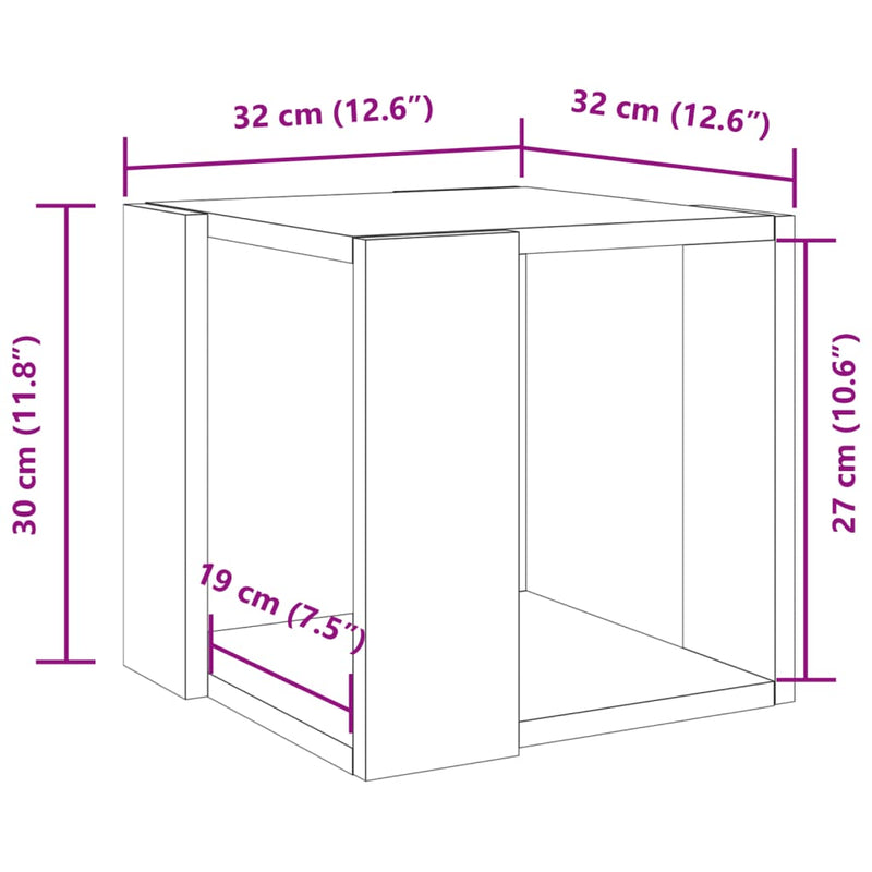 Salongbord svart 32x32x30 cm konstruert tre