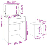 Sminkebord med krakk hvit 60x40x113,5 cm