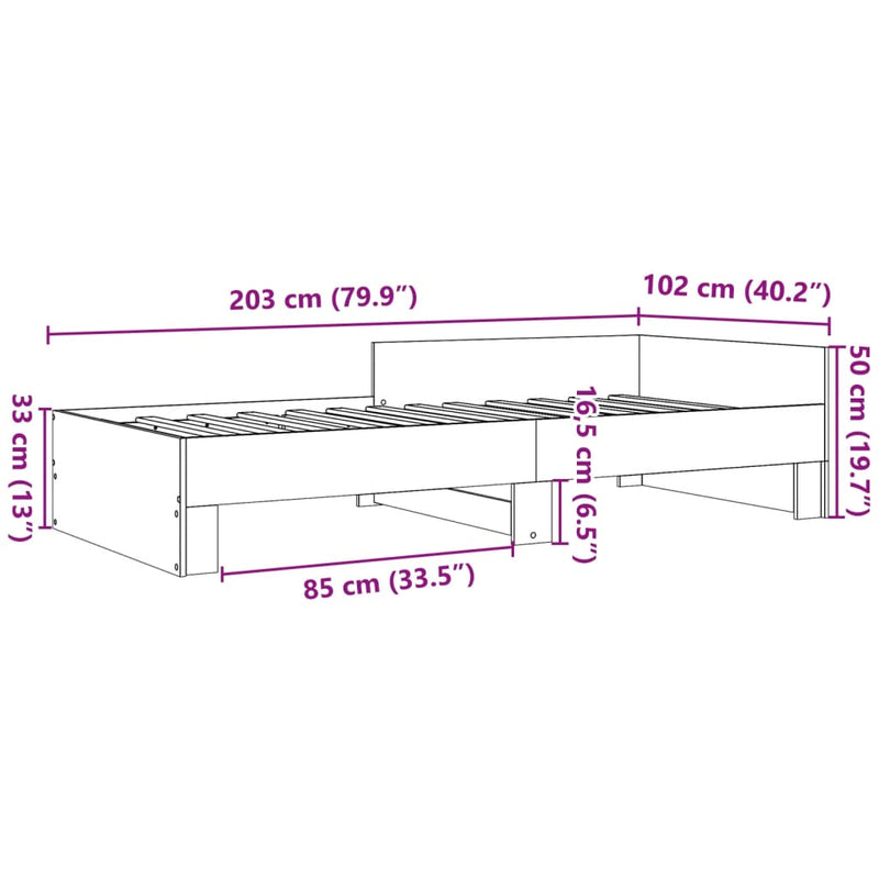 Sengeramme brun eik 100x200 cm konstruert tre