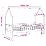 Barnesengeramme hvit 90x190 cm heltre furu