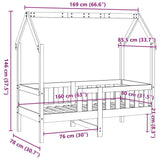 Barneseng med tak voksbrun 80x160 cm heltre furu