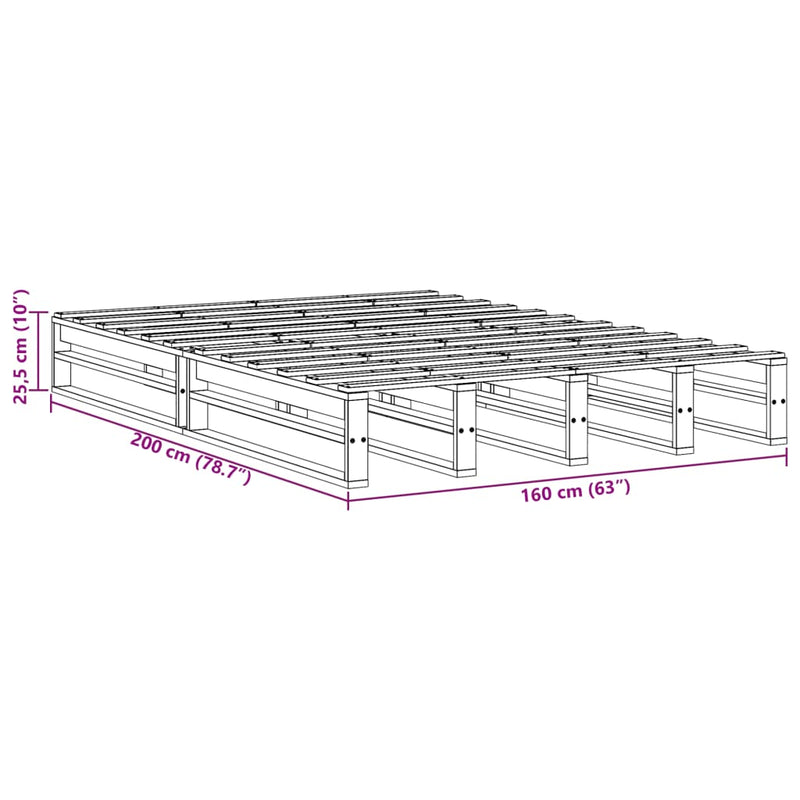 Sengeramme 160x200 cm heltre furu