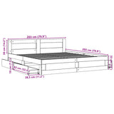 Sengeramme med hodegavl svart 200x200 cm konstruert tre