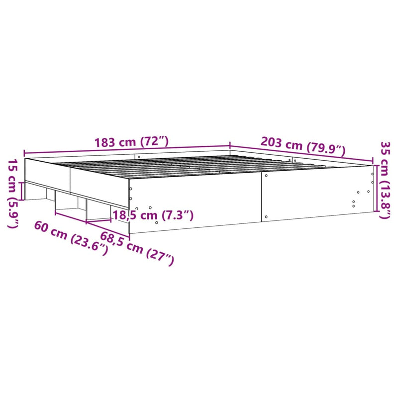 Sengeramme brun eik 180x200 cm konstruert tre