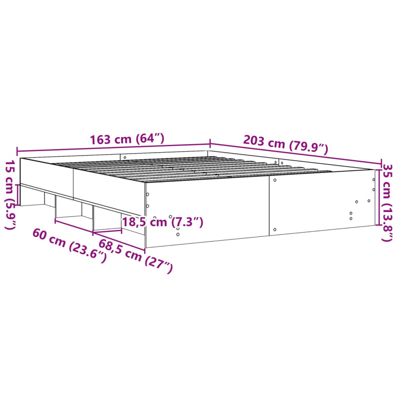 Sengeramme svart 160x200 cm konstruert tre