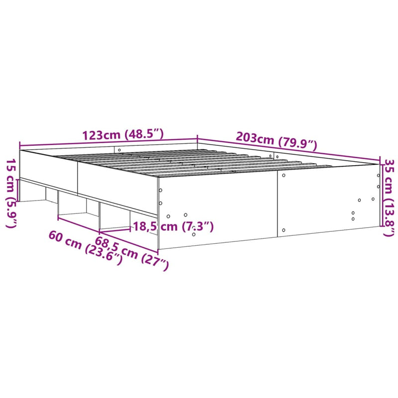 Sengeramme brun eik 120x200 cm konstruert tre