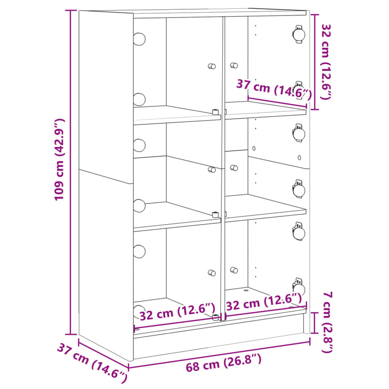 Highboard med dører røkt eik 68x37x109 cm konstruert tre