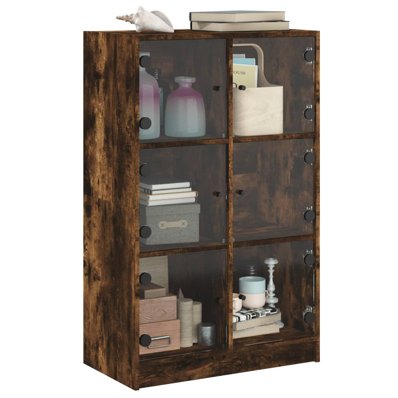 Highboard med dører røkt eik 68x37x109 cm konstruert tre