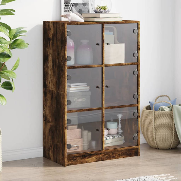 Highboard med dører røkt eik 68x37x109 cm konstruert tre