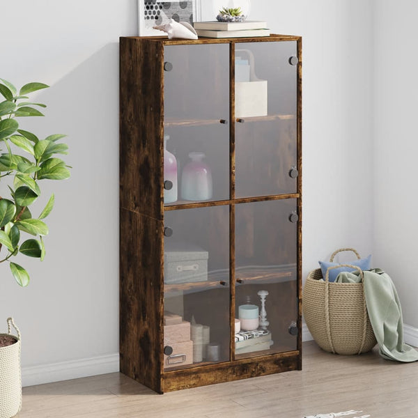 Highboard med dører røkt eik 68x37x142 cm konstruert tre