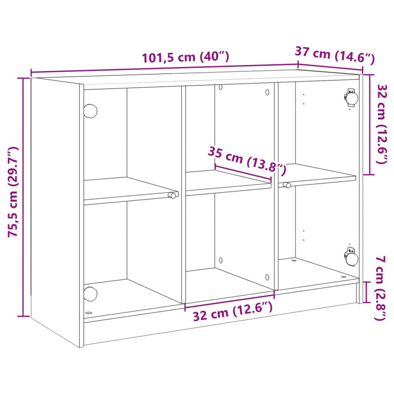 Skjenk sonoma eik 102x37x75,5 cm konstruert tre