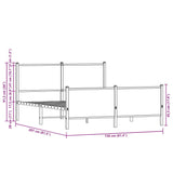 Sengeramme i metall uten madrass røkt eik 150x200 cm