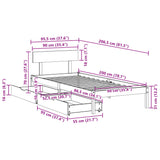 Sengeramme uten madrass 90x200 cm heltre furu