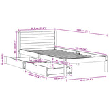 Sengeramme uten madrass voksbrun 90x190 cm heltre furu