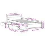 Sengeramme uten madrass 90x200 cm heltre furu