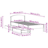 Sengeramme uten madrass hvit 75x190 cm heltre furu