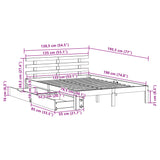 Sengeramme med skuffer 135x190 cm heltre furu