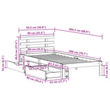 Sengeramme med skuffer voksbrun 90x200 cm heltre furu