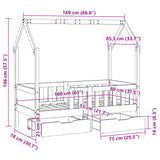 Barnesengeramme med skuffer 80x160 cm heltre furu