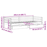 Dagseng med skuffer hvit 90x200 cm heltre furu