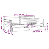 Dagseng med skuffer hvit 90x200 cm heltre furu