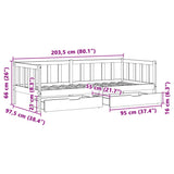 Dagseng med skuffer 90x200 cm heltre furu