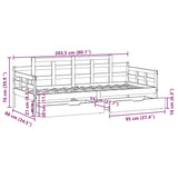 Dagseng med skuffer 80x200 cm heltre furu