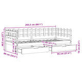 Dagseng med skuffer 90x200 cm heltre furu